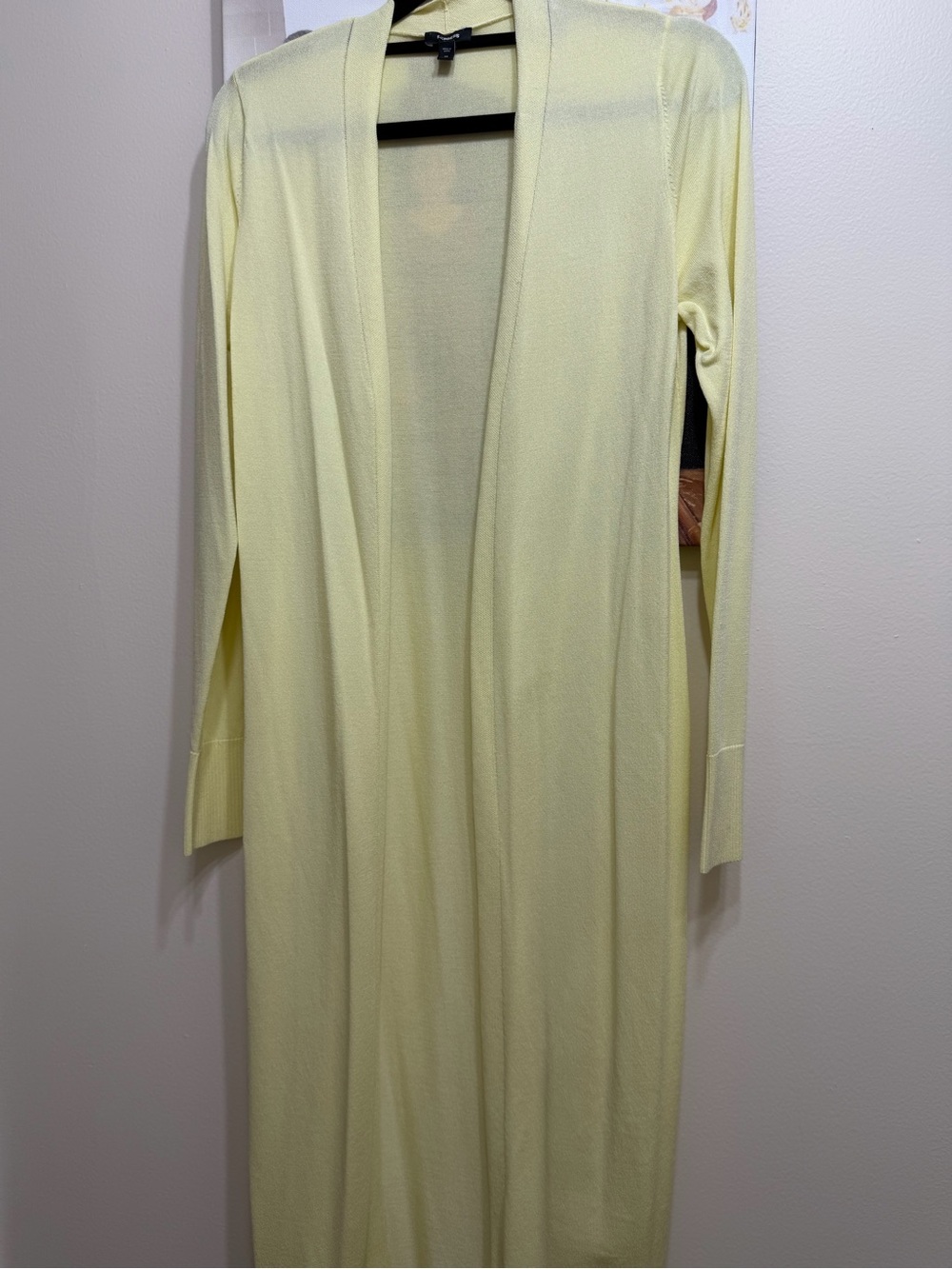 Express Light Yellow Long Open-Front Knit Robe - Picture 4 of 6
